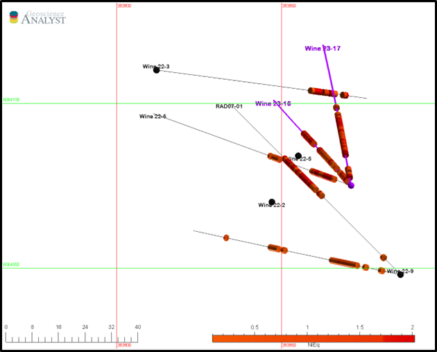 Figure 5: Plan View of Drilling Wine Occurrence â€