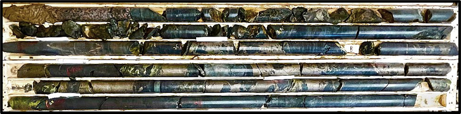 Figure 1. Diamond Drill Hole Wine 24-1A (6.4m-12.5m) New Northern Zone Mineralization (From 7.5m-11.2m – 1.89% NiEq over 3.7m)