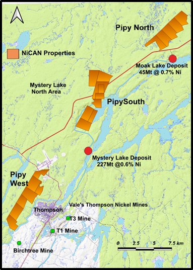 Figure 1: NiCAN’s Pipy Properties in the Thompson Area, Manitoba