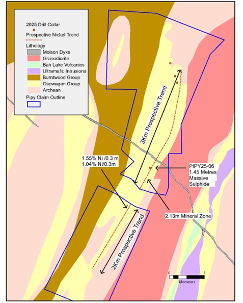 Figure 2: Pipy South 2025 Nickel Diamond Drill Holes