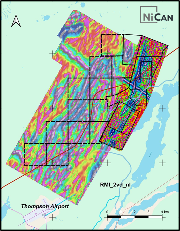 Figure 2. NiCAN's Expanded Land Position- Aeromagnetic Signature Displaying Interpreted Anticlinal Structure and Inferred Iron Formations